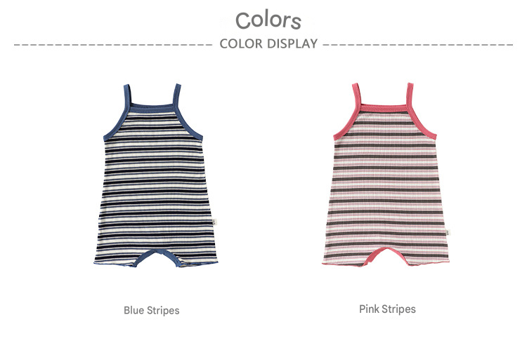 Sleeveless Striped Cotton Romper ボーダー ノースリーブロンパース【mh0013500】