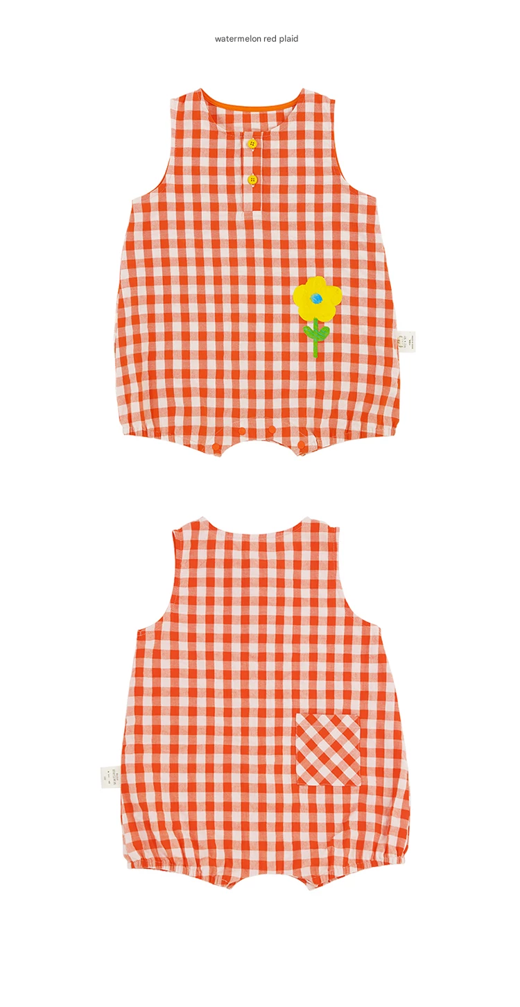 Gingham Sleeveless Jumpsuit Romper チェック ノースリーブロンパース【mh0013216】