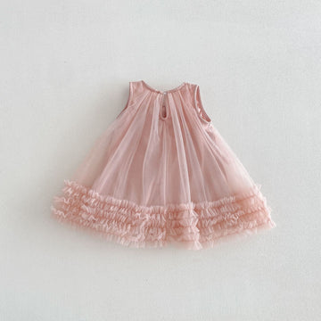 Tulle Bow Mesh Princess Dress チュール リボン ノースリーブ ワンピース【mh0012709】 angou ノースリーブワンピース