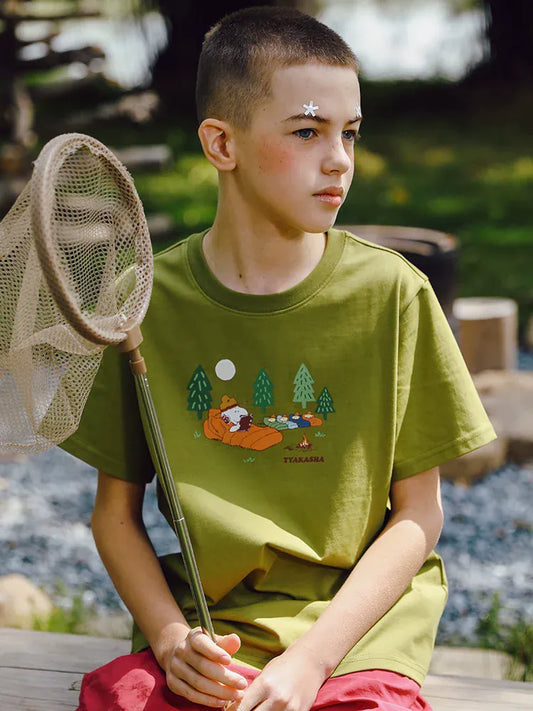 半袖Tシャツ TYAKASHA KIDS x PEANUTS プリント半袖Tシャツ【mh0010091】