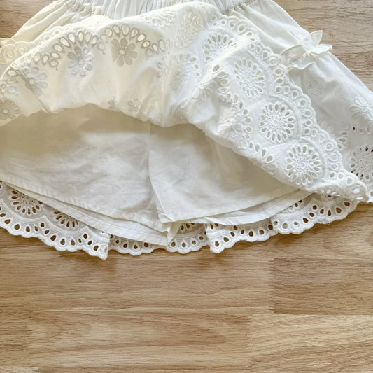 スカート キッズスカート スカラップレース刺繍フリルAラインスカート【mh0008931】