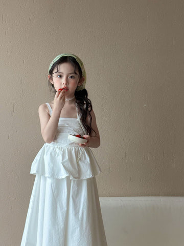 White Slip Cake Princess Skirt Tank Dress ティアード ノースリーブワンピース【mh0013287】 Mu Zika ノースリーブワンピース