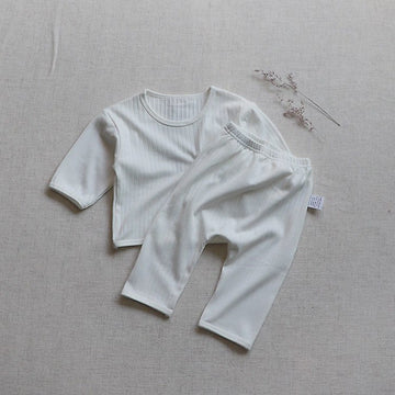 Wide Ribbed Long Sleeve Lounge Set リブ編み 長袖 セットアップ【mh0012674】 White / 66cm BBAMMA 長袖セットアップ
