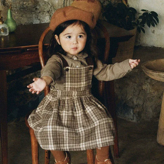 ノースリーブワンピース ベビー キッズ チェック サスペンダー スカート ジャンパースカート【mh0000684】