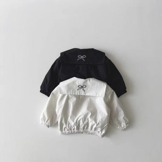 ショートコート・ジャケット・ジャンパー ベビーアウター リボン刺繍セーラーカラージップアップブルゾンジャケット【mh0009159】