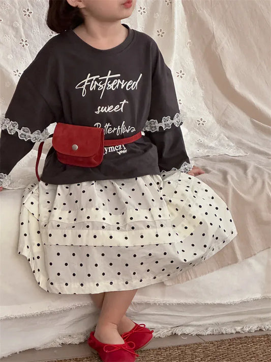 スカート キッズスカート 水玉ドットプリントAラインスカート【mh0008913】