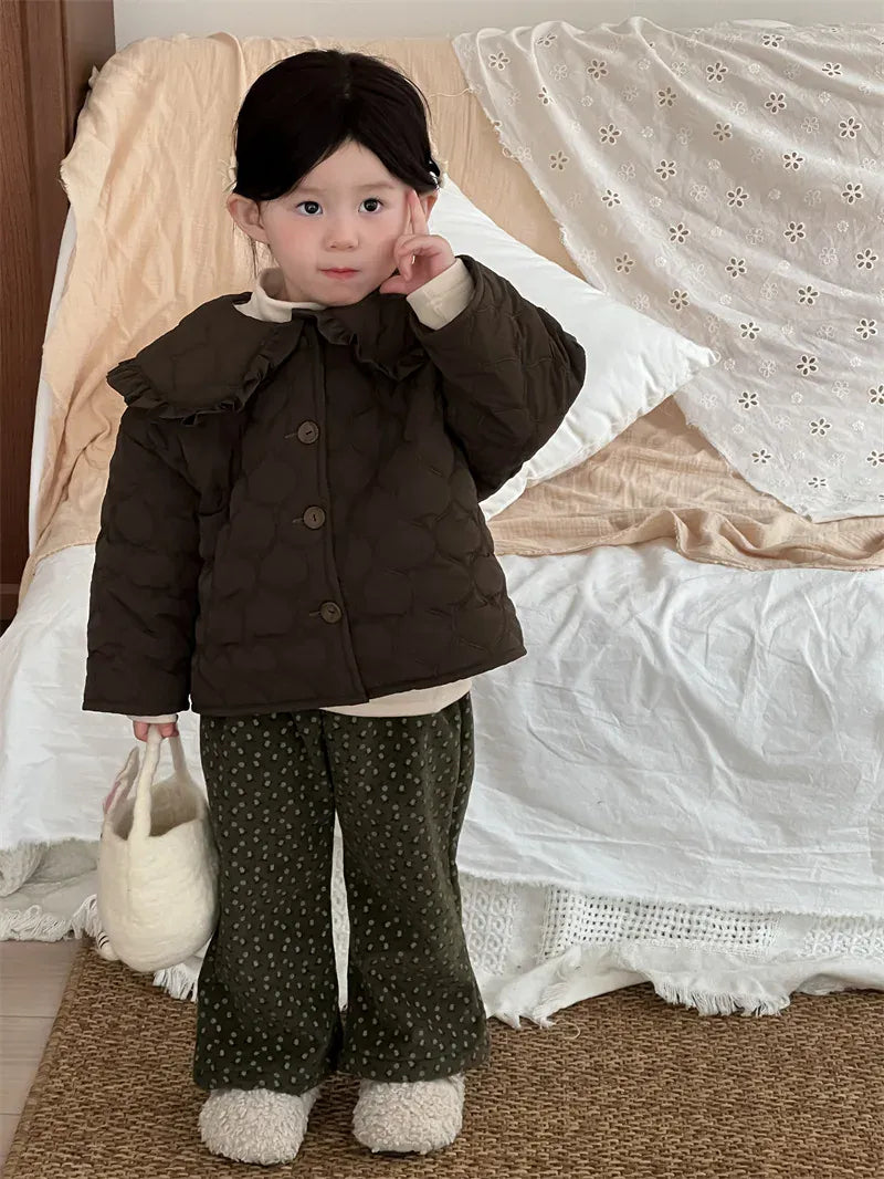 ロングパンツ・スウェットパンツ キッズパンツ フラワープリント裏フリースロングフレアパンツ【mh0007915】