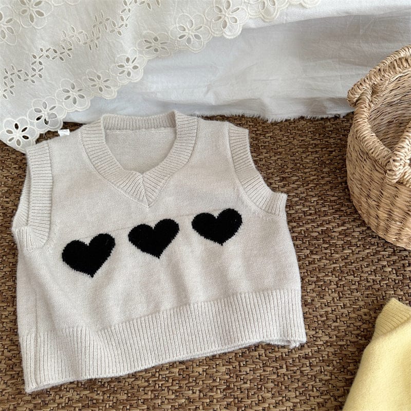 ベスト ハートモチーフVネックニットベスト【mh0011260】
