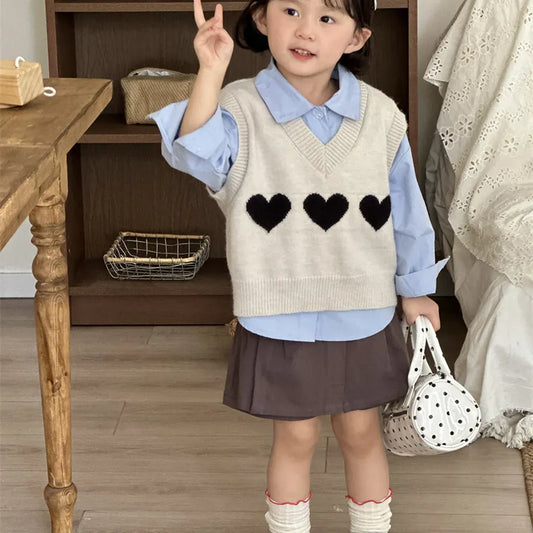 ベスト ハートモチーフVネックニットベスト【mh0011260】