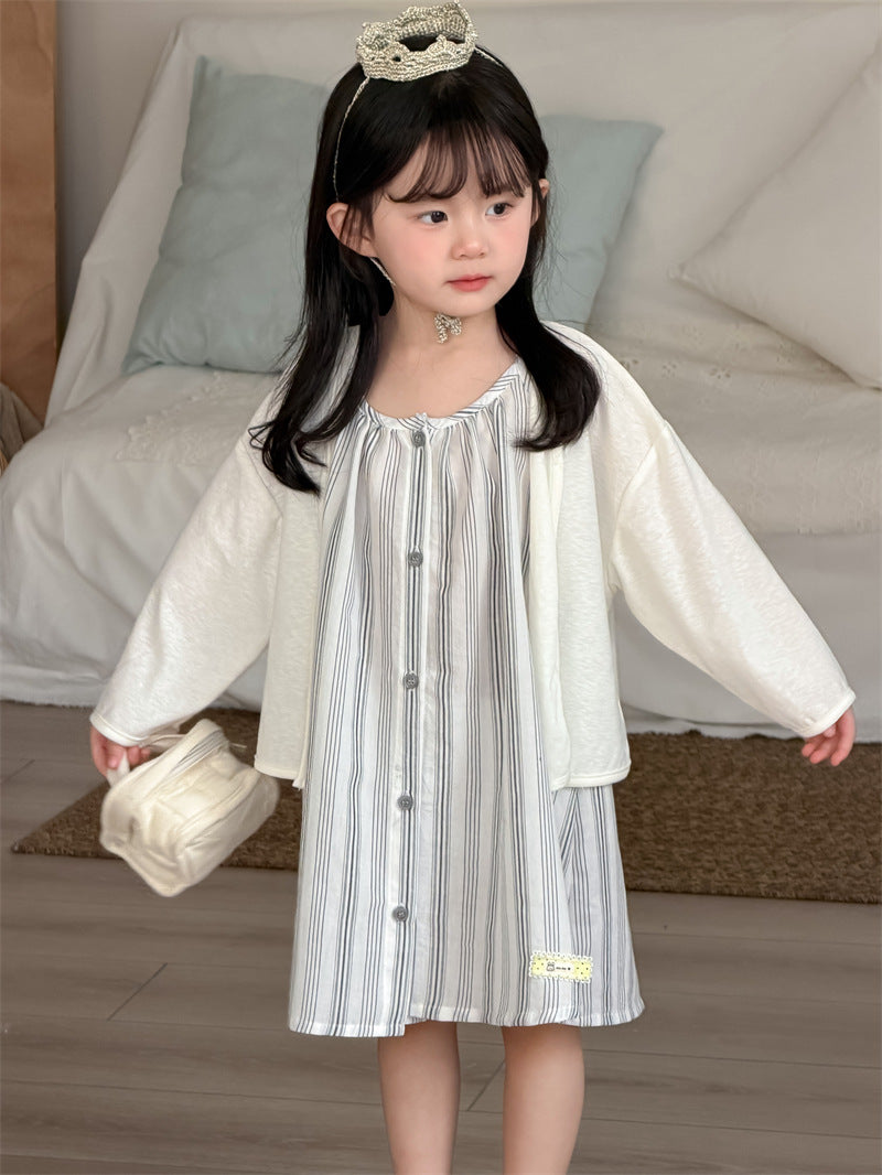 ノースリーブワンピース Vertical Stripe Sundress Labeled Dress ストライプ柄 キャミワンピース【mh0012187】
