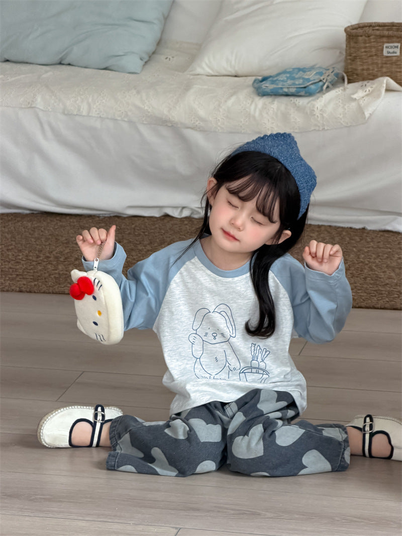 長袖Tシャツ Cartoon Raglan Sleeve T-Shirt ラグラン 長袖Tシャツ【mh0012205】