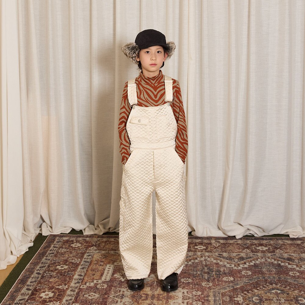 オーバーオール Off-White / 120cm yummy&rocky | Imported Quilted Cotton Warm Bib Pants キルティング中綿サロペット【mh0020095】