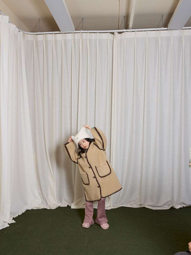 ロングコート yummy&rocky | Plaid Woolen Grain Reversible Coat リバーシブル チェック柄 ボアコート【mh0020053】