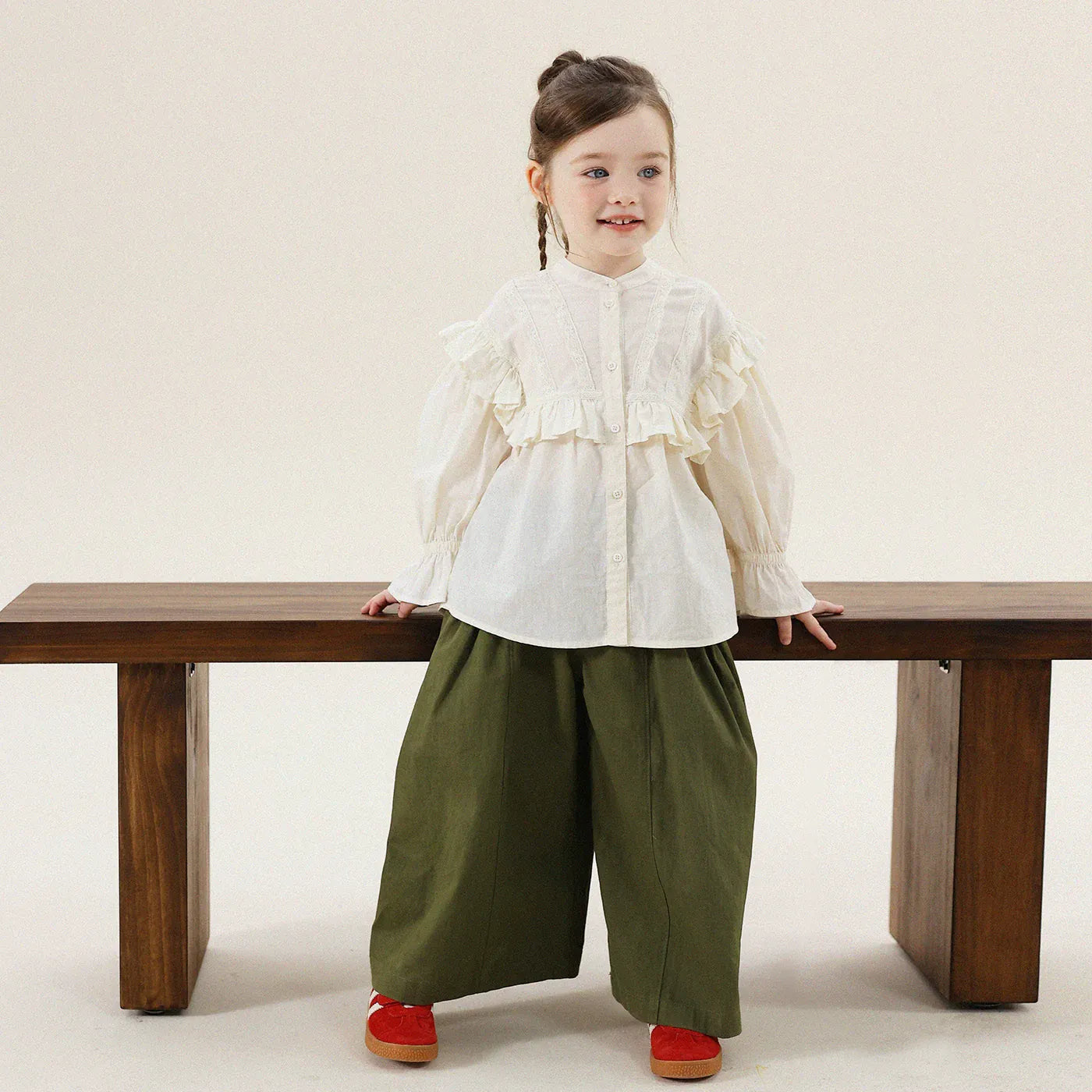 長袖シャツ・ブラウス ラッフルフリル長袖ガーリーブラウス【mh0011294】