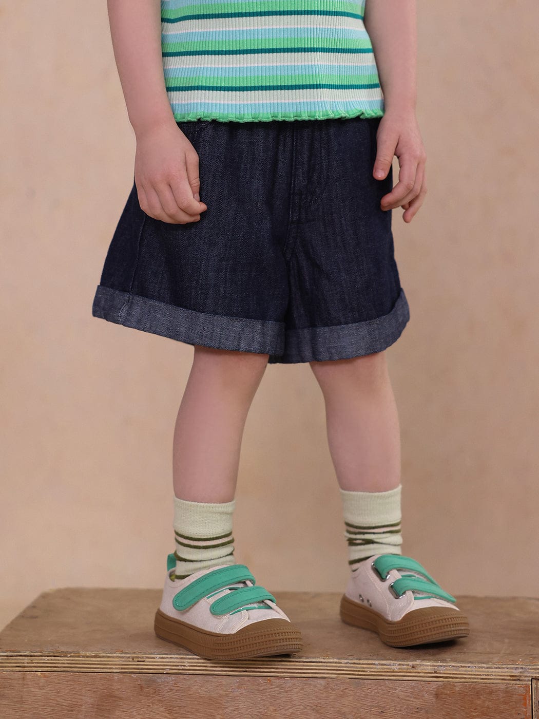 ハーフパンツ・ショートパンツ rollup linen denim shorts【mh0009496】