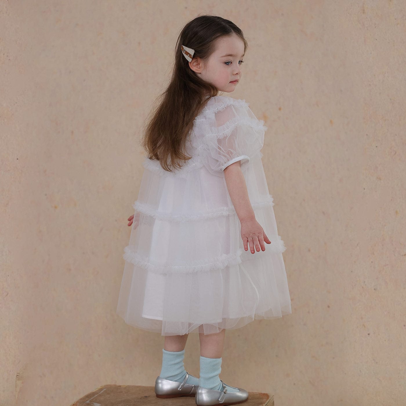半袖ワンピース White / 80cm fluffy princess dress【mh0009462】
