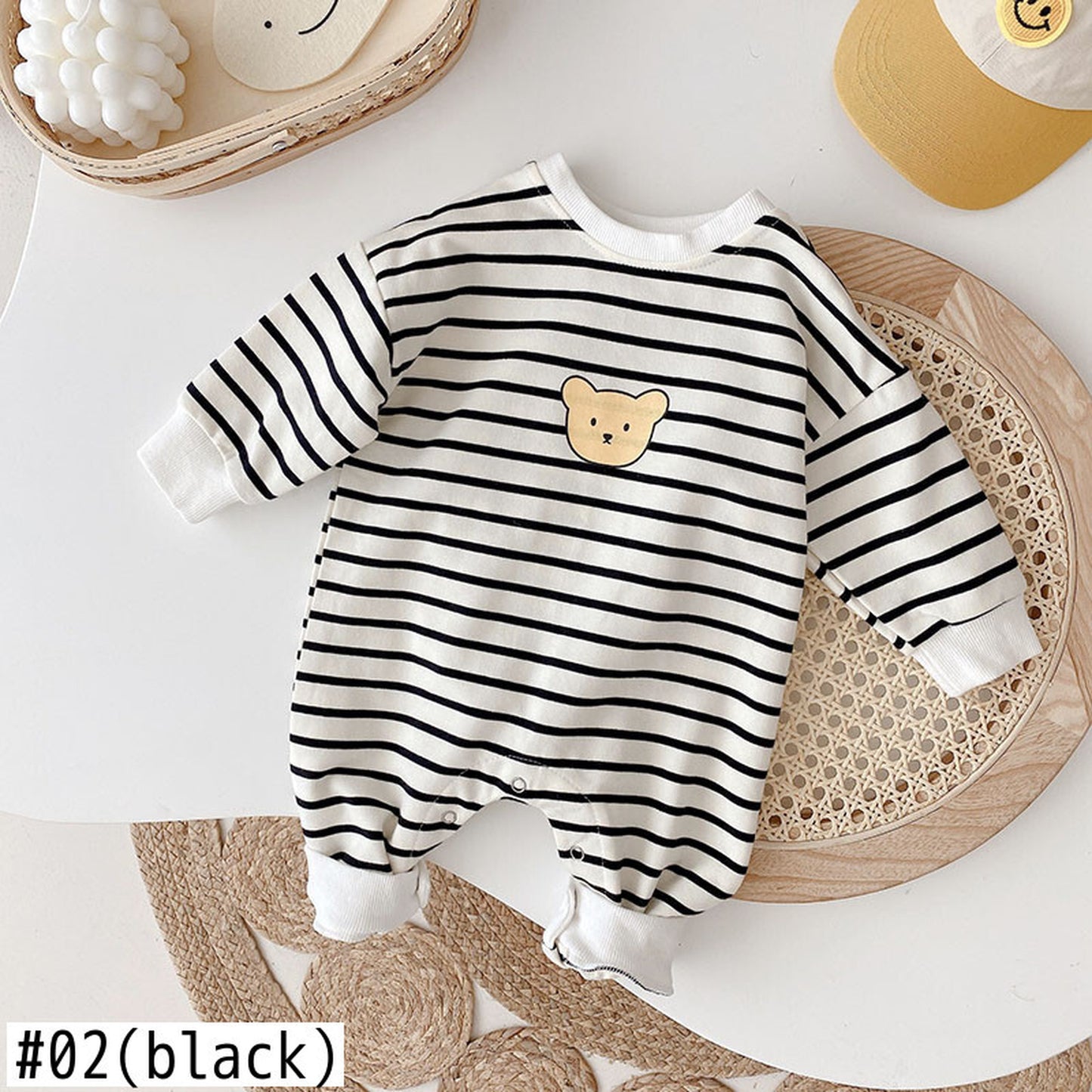 -# ベビー くま ボーダー ロンパース【mh0000413】 - mamahalo shop - 長袖ロンパース - べビー服 - 子供服 - 男の子 - 女の子
