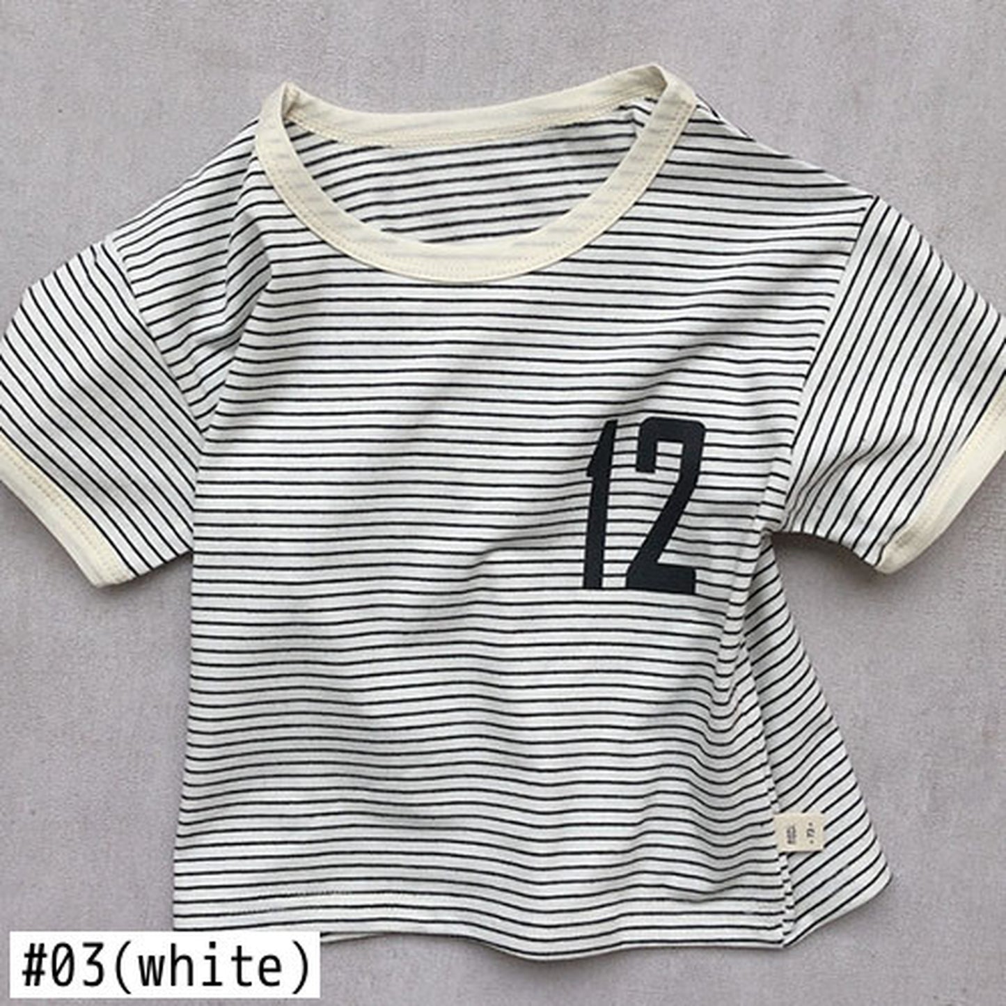 -キッズ ボーダー 半袖Tシャツ - mamahalo shop - 半袖Tシャツ - べビー服 - 子供服 - 男の子 - 女の子