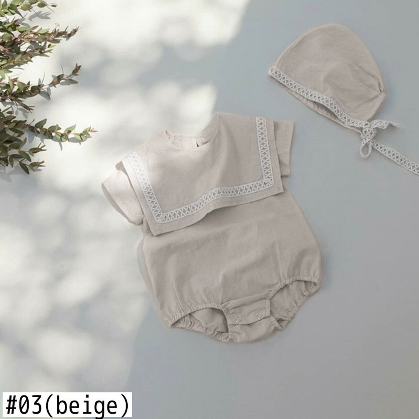 -ベビー セーラーカラー ロンパース 帽子 セット【mh0000456】 - mamahalo shop - 半袖ロンパース - べビー服 - 子供服 - 男の子 - 女の子