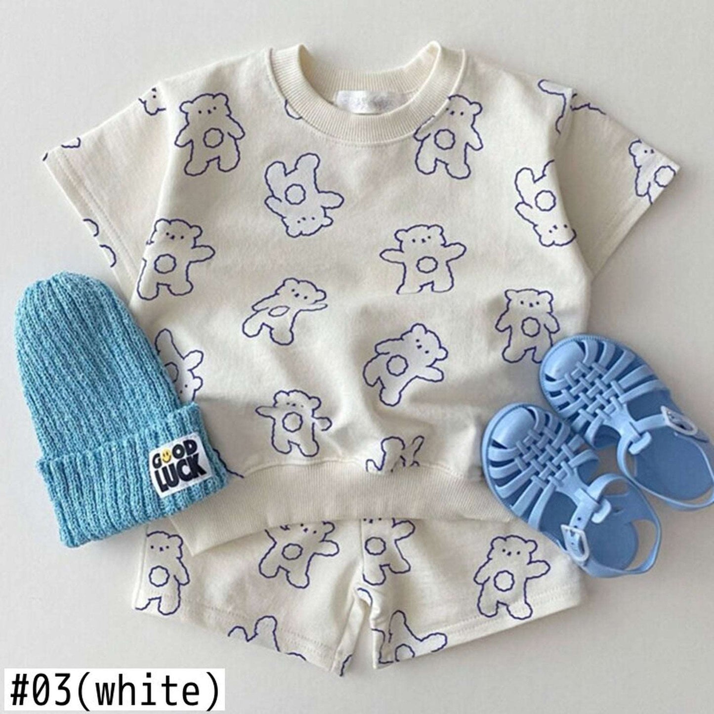 -ベビーくま セットアップ 半袖 Tシャツ ショートパンツ【mh0000475】 - mamahalo shop - 半袖セットアップ - べビー服 - 子供服 - 男の子 - 女の子