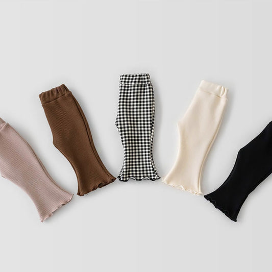 -ベビー キッズ チェック 無地 フリル フレア レギンス パンツ【mh0001438】 - mamahalo shop - レギンスパンツ - べビー服 - 子供服 - 男の子 - 女の子