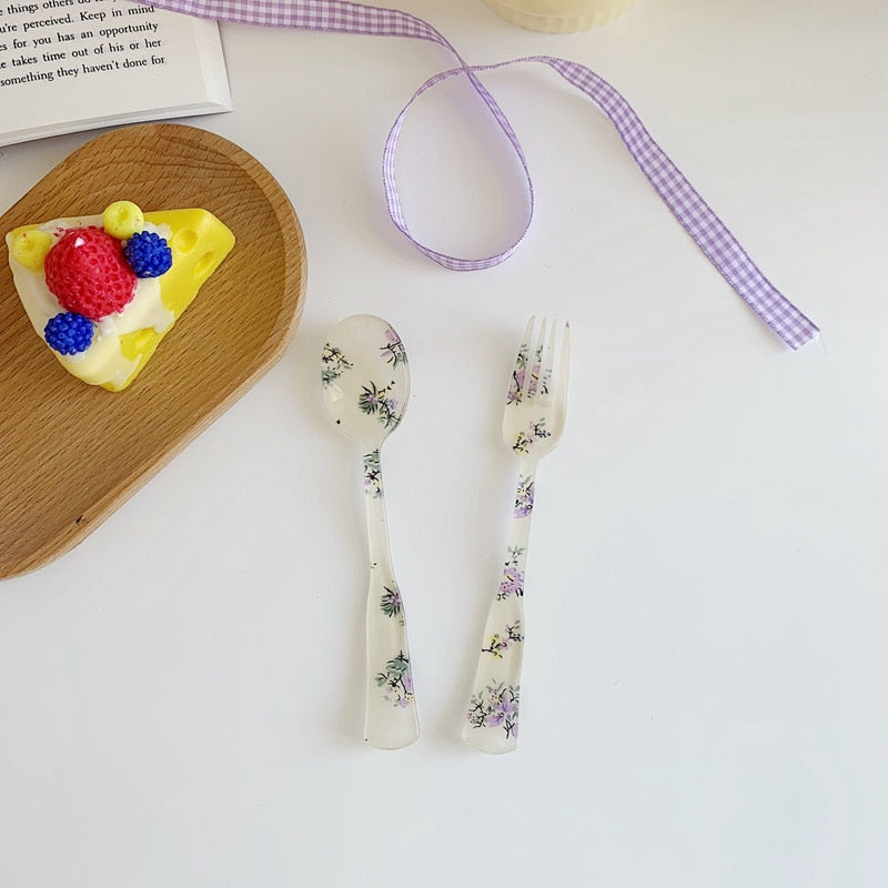 -# フォーク スプーン チェック 水玉 フラワー 食器 カトラリー【mh0001025】 - mamahalo shop - カトラリー - べビー服 - 子供服 - 男の子 - 女の子