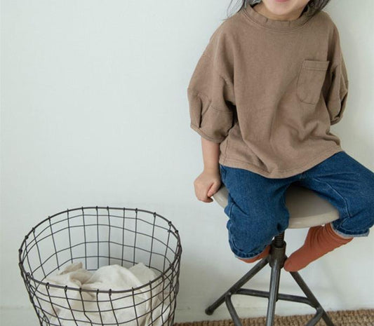 -キッズ ルーズ シンプル 半袖 Tシャツ - mamahalo shop - 半袖Tシャツ - べビー服 - 子供服 - 男の子 - 女の子