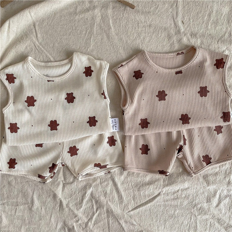 -キッズ くま セットアップ【mh0000448】 - mamahalo shop - ノースリーブセットアップ - べビー服 - 子供服 - 男の子 - 女の子