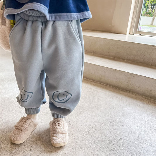 -キッズ フリース スマイル スウェット パンツ - mamahalo shop - ロングパンツ・スウェットパンツ - べビー服 - 子供服 - 男の子 - 女の子