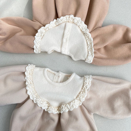 -ベビー フリース レース 長袖 ロンパース - mamahalo shop - 長袖ロンパース - べビー服 - 子供服 - 男の子 - 女の子