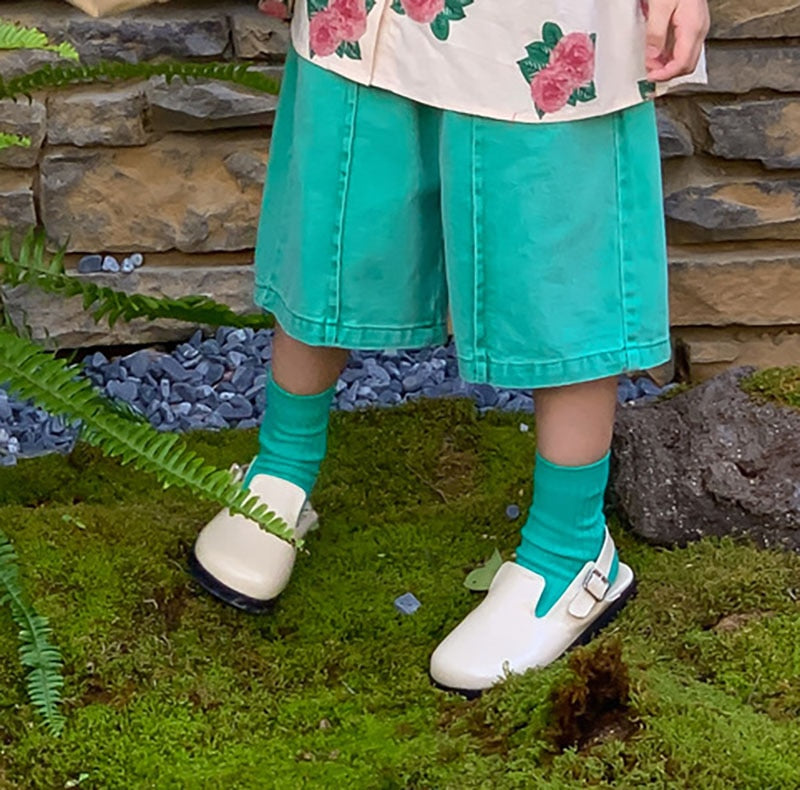 -キッズ ローズ フラワー 半袖 ワンピース シャツ ブラウス ハーフパンツ リンク 兄弟 姉妹 お揃い コーデ - mamahalo shop - 半袖ワンピース - べビー服 - 子供服 - 男の子 - 女の子