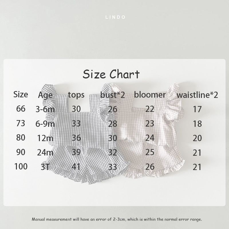 -☺︎ ベビー セットアップ チェック ラッフルフリル ブラウス フリル ショートパンツ - mamahalo shop - ノースリーブセットアップ - べビー服 - 子供服 - 男の子 - 女の子