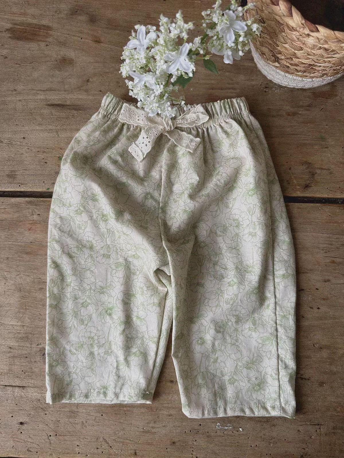-キッズ フラワー レース 花柄 ルーズ ロングパンツ - mamahalo shop - ロングパンツ・スウェットパンツ - べビー服 - 子供服 - 男の子 - 女の子