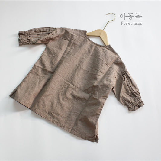 -キッズ 無地 ルーズ ロング 長袖 シャツ ワンピース - mamahalo shop - 長袖ワンピース - べビー服 - 子供服 - 男の子 - 女の子