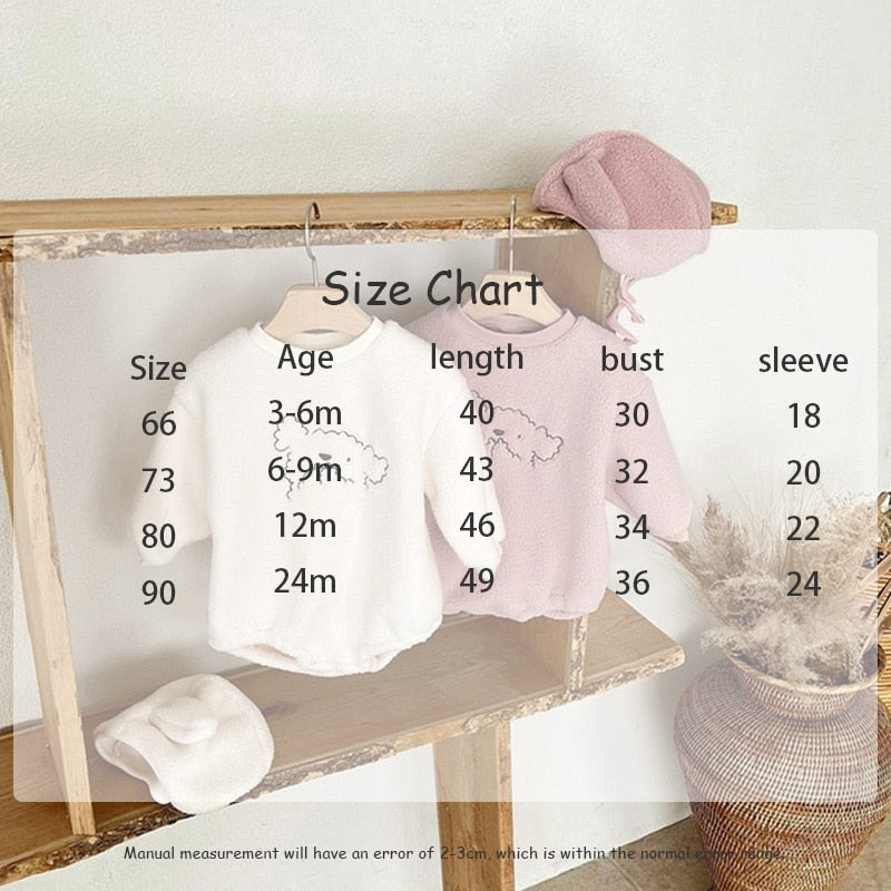 -ベビー プードル 犬 ボア フリース 長袖 ロンパース 耳帽子 セット - mamahalo shop - 長袖ロンパース - べビー服 - 子供服 - 男の子 - 女の子