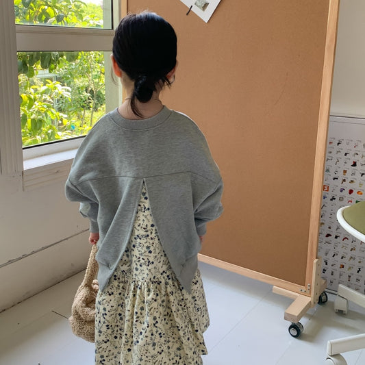 -キッズ ドッキング スウェット フラワー スカート ワンピース - mamahalo shop - 長袖ワンピース - べビー服 - 子供服 - 男の子 - 女の子