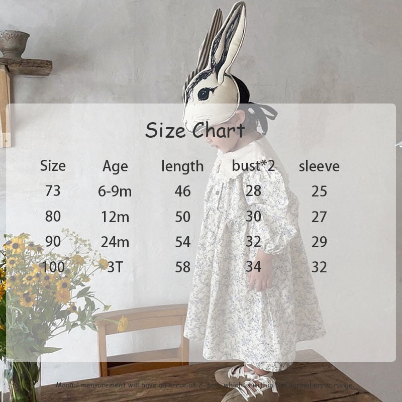 -ベビー フラワー フリル襟 長袖 ワンピース - mamahalo shop - 長袖ワンピース - べビー服 - 子供服 - 男の子 - 女の子