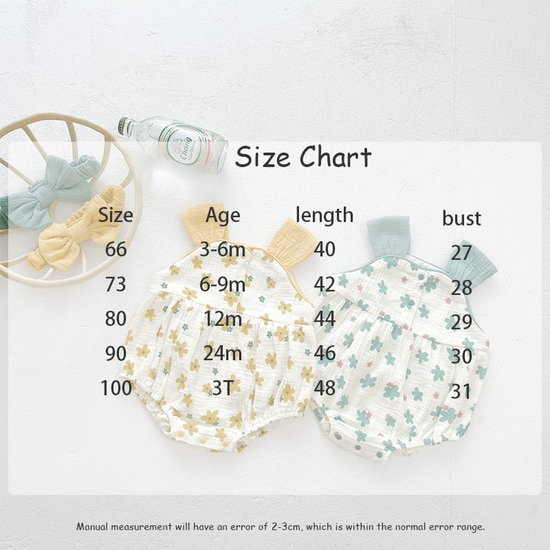 -ベビー フラワー ノースリーブ キャミソール ロンパース リボン ヘアバンド セット - mamahalo shop - ノースリーブロンパース - べビー服 - 子供服 - 男の子 - 女の子