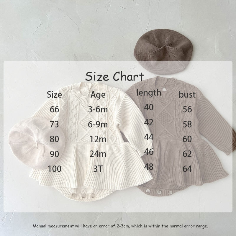 -☺︎ ベビー アランニット ケーブル編み 長袖 スカート ワンピース ロンパース - mamahalo shop - 長袖ロンパース - べビー服 - 子供服 - 男の子 - 女の子