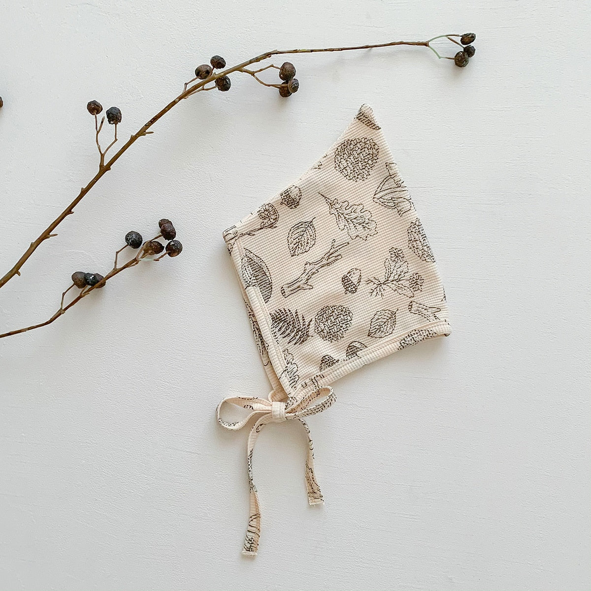 -ベビー ワッフル プリント ボンネット 帽子 フラワー 車 くるま 恐竜 ダイナソー - mamahalo shop - ベビー用帽子 - べビー服 - 子供服 - 男の子 - 女の子