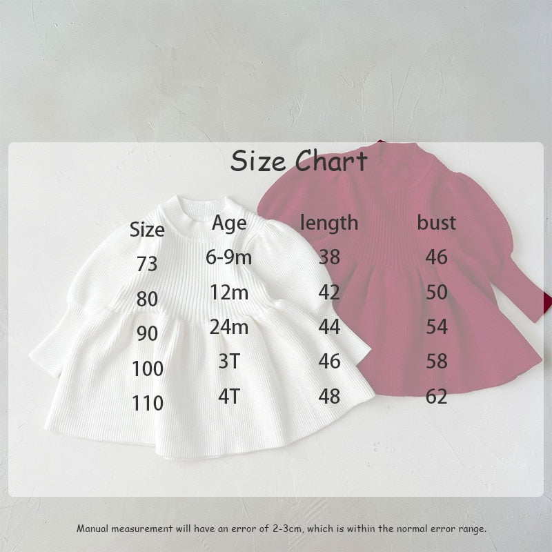 -ベビー キッズ ニット パフスリーブ ドレス ワンピース - mamahalo shop - 長袖ワンピース - べビー服 - 子供服 - 男の子 - 女の子