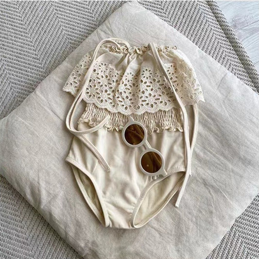 -キッズ 水着 ワンピース レース フリル シャーリング スイムウェア【mh0000808】 - mamahalo shop - ベビー用水着 - べビー服 - 子供服 - 男の子 - 女の子