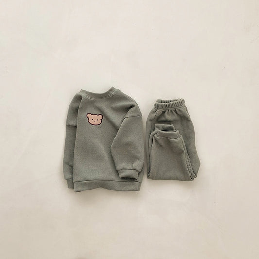 -ベビー セットアップ くま ベア スウェット トレーナー パンツ - mamahalo shop - 長袖セットアップ - べビー服 - 子供服 - 男の子 - 女の子