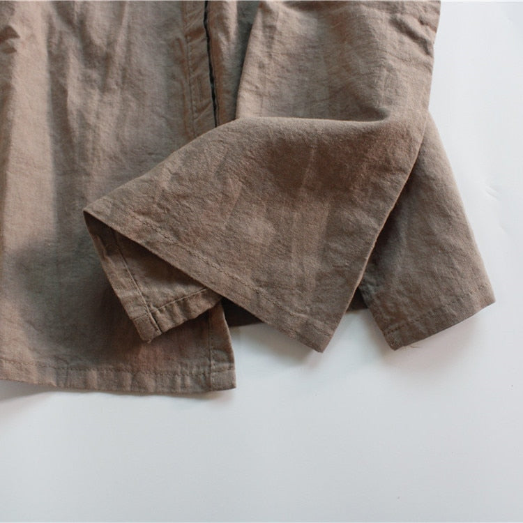 -キッズ 無地 ルーズ ロング 長袖 シャツ ワンピース - mamahalo shop - 長袖ワンピース - べビー服 - 子供服 - 男の子 - 女の子