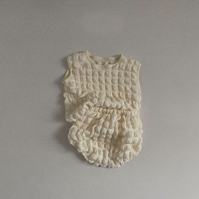 -ベビー セットアップ ポップコーン ノースリーブ トップス ブルマパンツ【mh0000851】 - mamahalo shop - ノースリーブセットアップ - べビー服 - 子供服 - 男の子 - 女の子