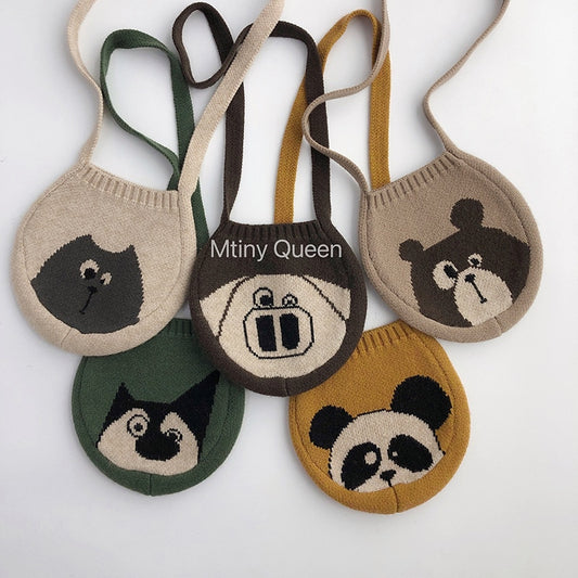 -キッズ ニット アニマル メッセンジャーバッグ 鞄 ポシェット - mamahalo shop - メッセンジャーバッグ - べビー服 - 子供服 - 男の子 - 女の子