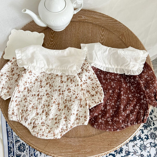 -ベビー フラワー フリル 長袖 ロンパース【mh0000980】 - mamahalo shop - 長袖ロンパース - べビー服 - 子供服 - 男の子 - 女の子