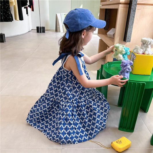 -キッズ 幾何学 フラワー リボン キャミソール ワンピース【mh0000885】 - mamahalo shop - タンクトップ・キャミソール・ノースリーブトップス - べビー服 - 子供服 - 男の子 - 女の子