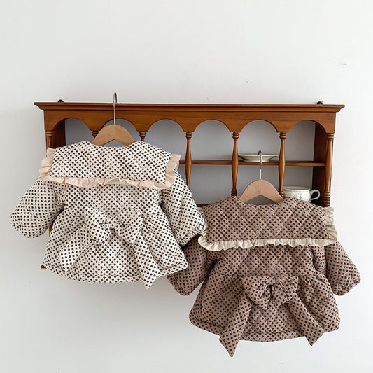 -ベビー キッズ フラワー キルティング フリル リボン ジャケット コート アウター【mh0001273】 - mamahalo shop - ショートコート・ジャケット・ジャンパー - べビー服 - 子供服 - 男の子 - 女の子