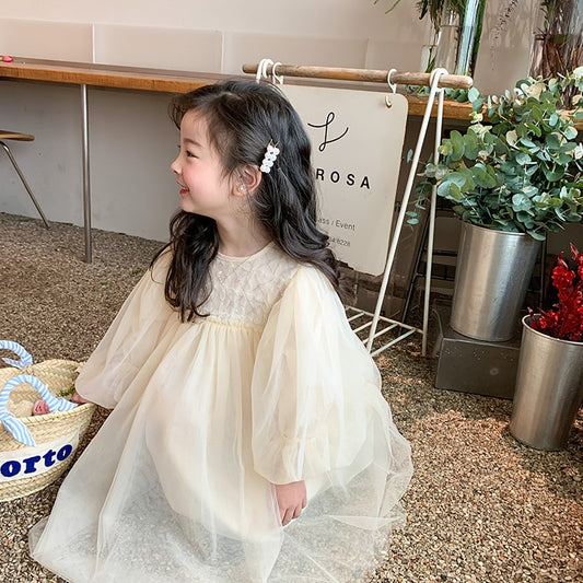 -キッズ レース 刺繍 チュチュ チュール 長袖 ドレス ワンピース - mamahalo shop - 長袖ワンピース - べビー服 - 子供服 - 男の子 - 女の子